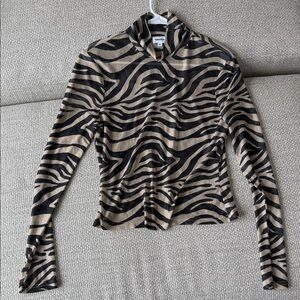 Superdown Zebra Print Long Sleeve Top